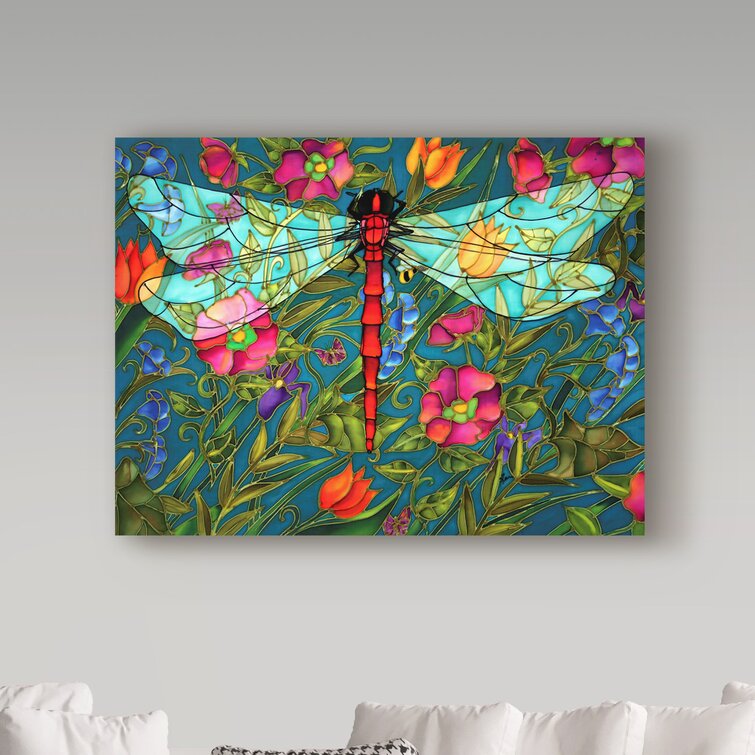 Red Dragonfly Acrylic Painting Print on Wrapped Canvas